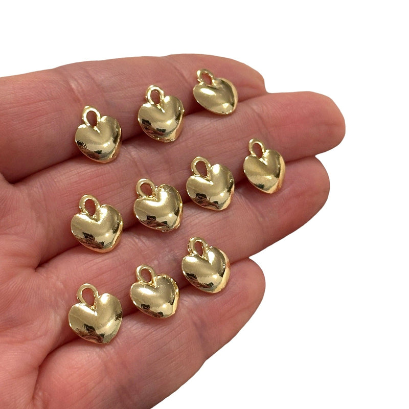 24Kt Gold Plated Heart Charms, 10 pcs in a pack