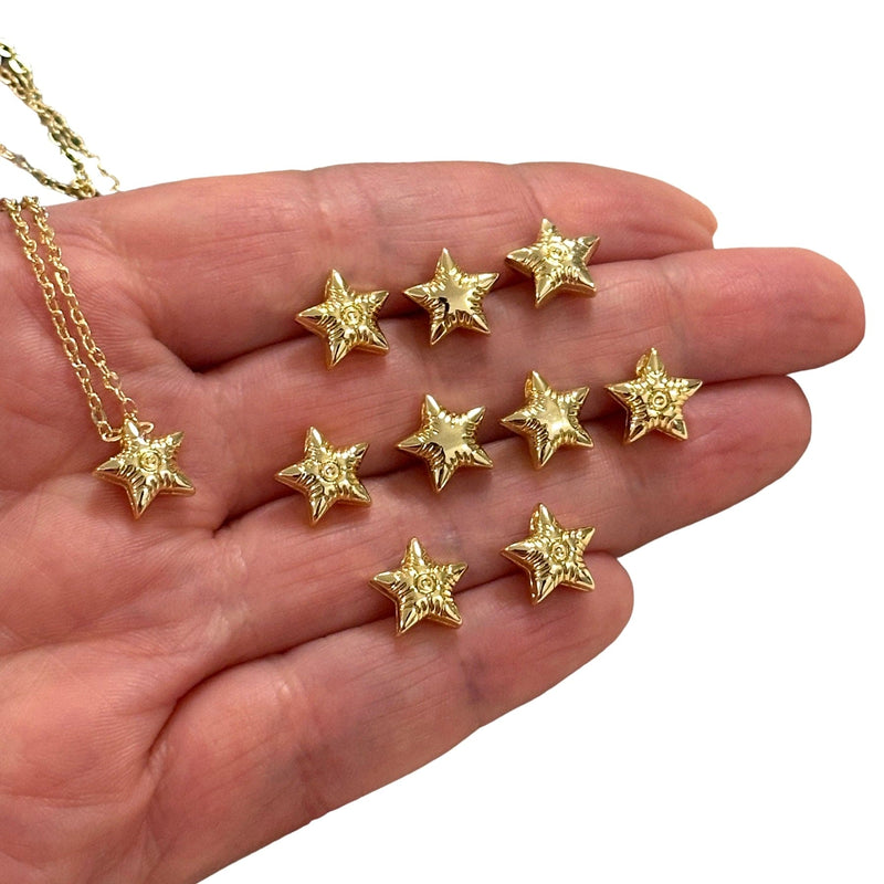 24Kt Gold Plated Star Spacer Charms, 10 pcs in a pack