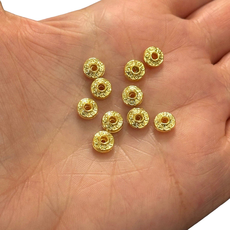24Kt Gold Plated Rondelle Spacers, 10pcs in a pack