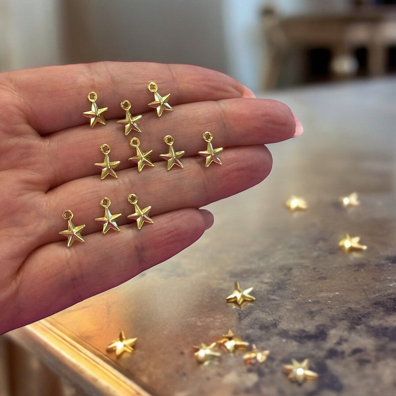 24Kt Gold Plated Hollow Star Charms, 10 pcs in a pack