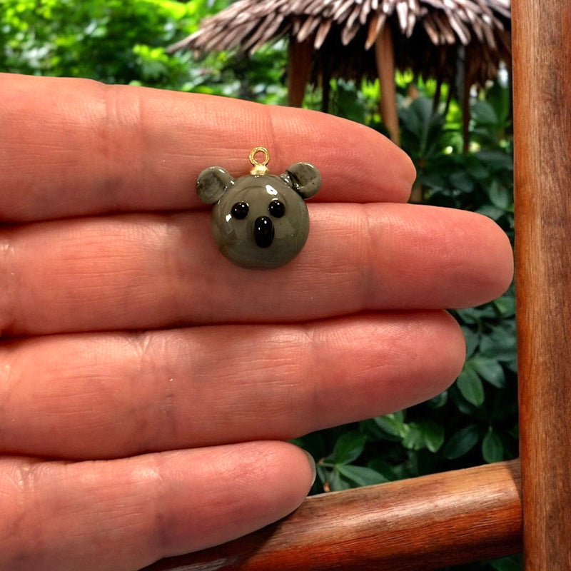 Hand Made Murano Koala Charm With 24Kt Gold Plated Pin