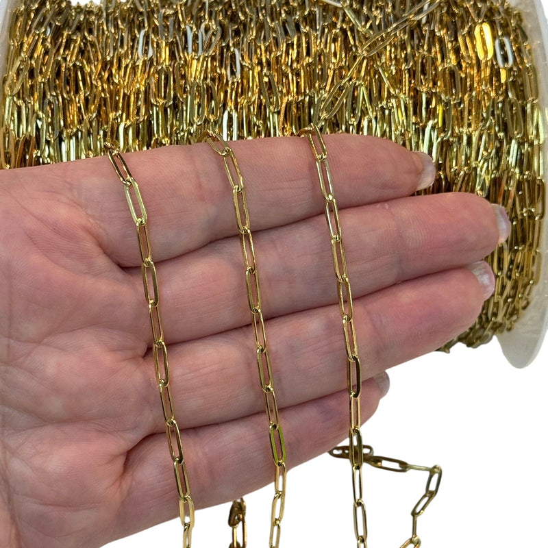 Waterproof 24K Gold-Filled Stainless Steel Paperclip Chain – 9.5x3.5mm