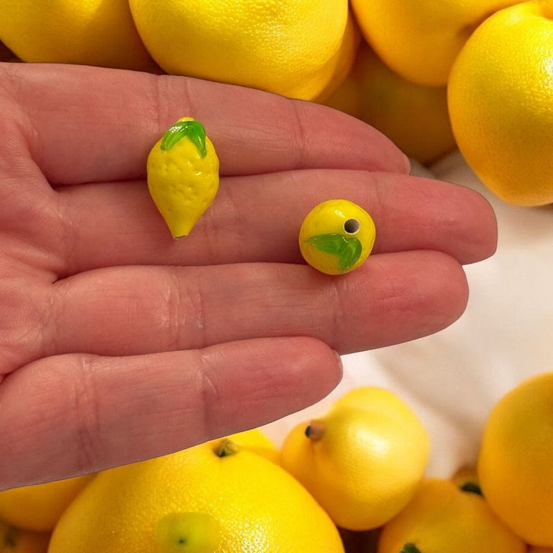 Murano Glass Lemon Charm – Handmade Yellow Lampwork Charm