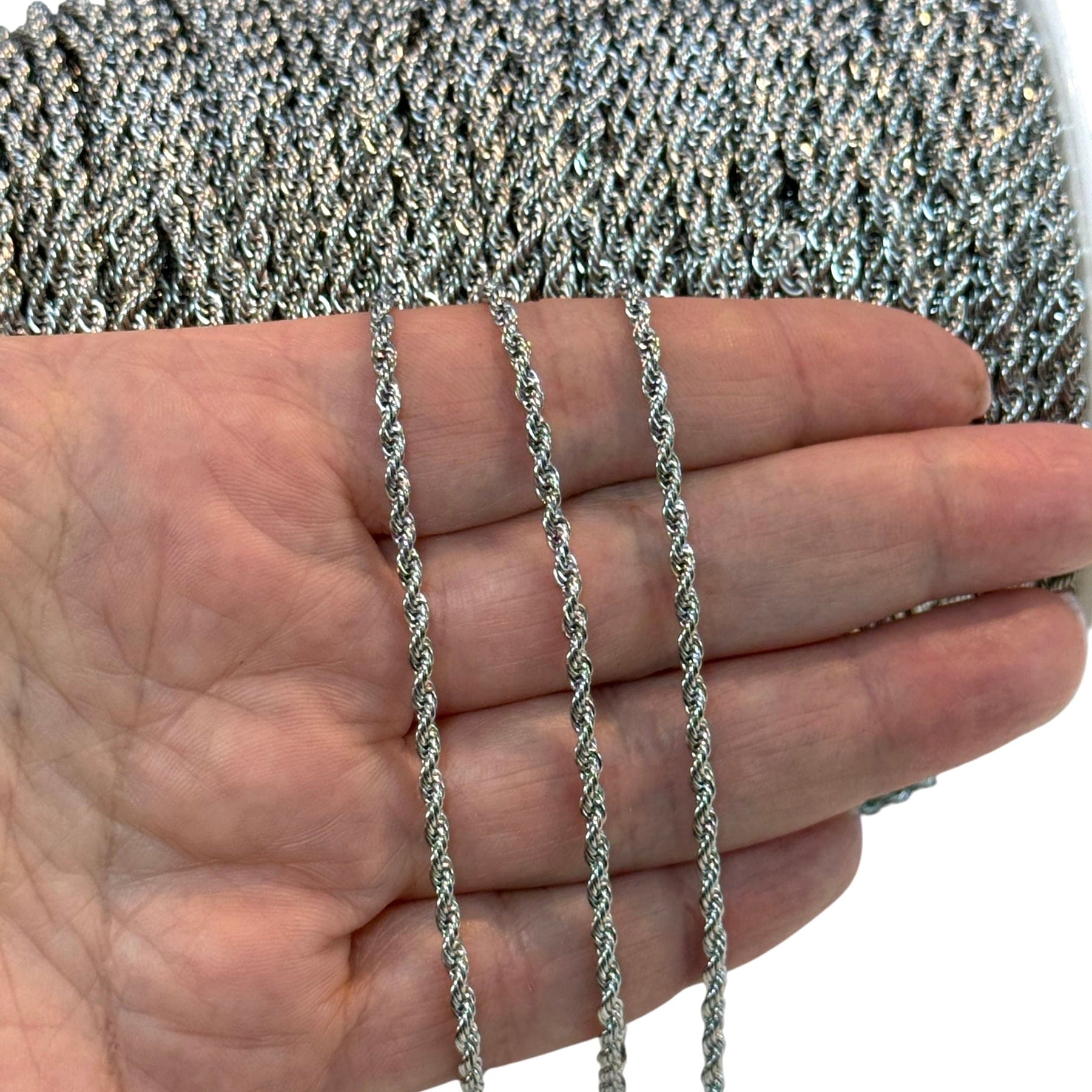 2mm Rope Chain Stack Waterproof Stainless Steel Rope Chain – 2mm Thick Peppy Beads