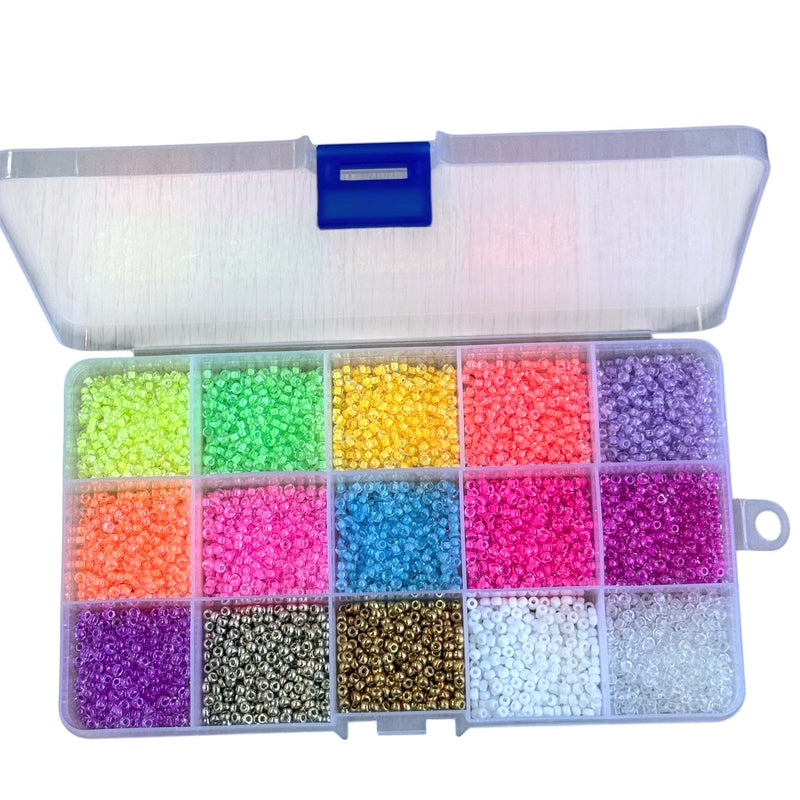 Miyuki 8/0 Luminous Seed Beads Set 15 Vibrant Colors in Organizer Box