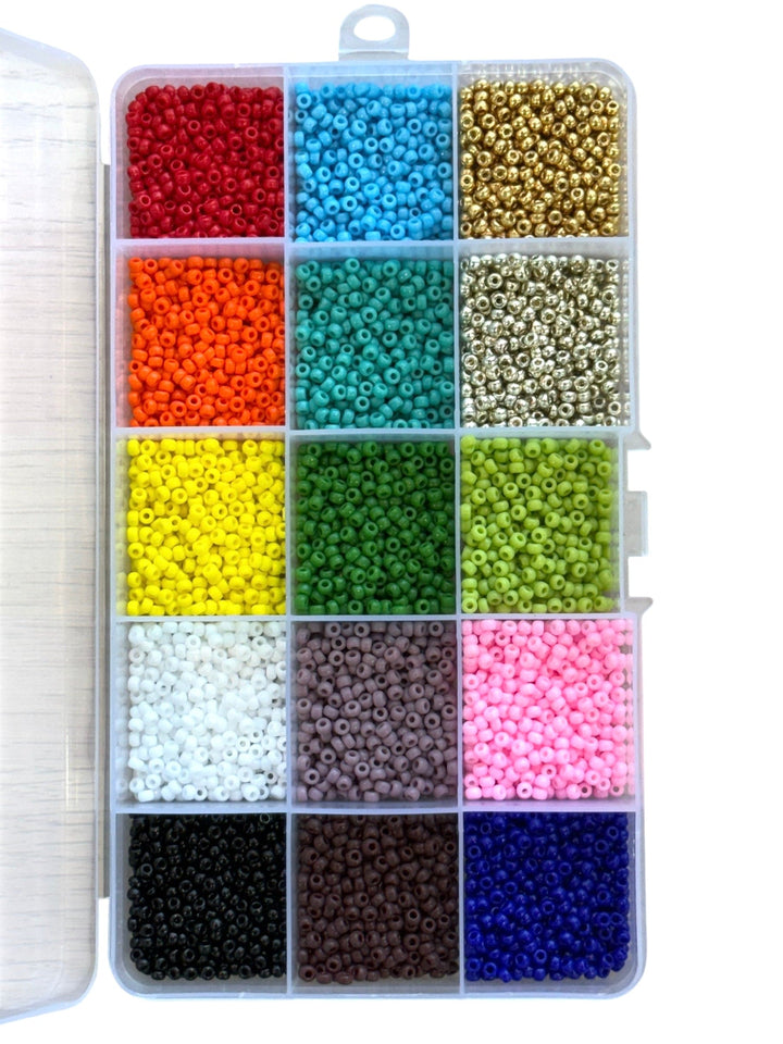 Miyuki 8/0 Seed Beads Opaque Color Set – 15 Colors in Organizer Box
