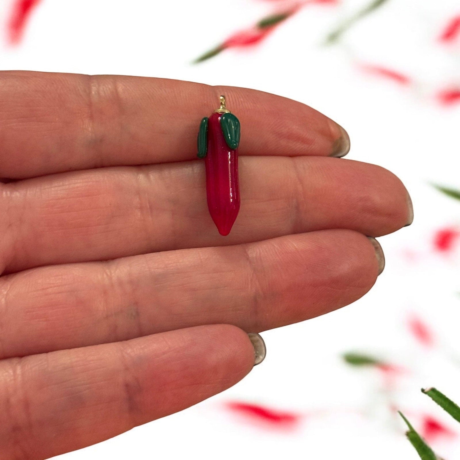 Hand Made Murano Glass Pepper Charms With 24Kt Gold Plated Pin