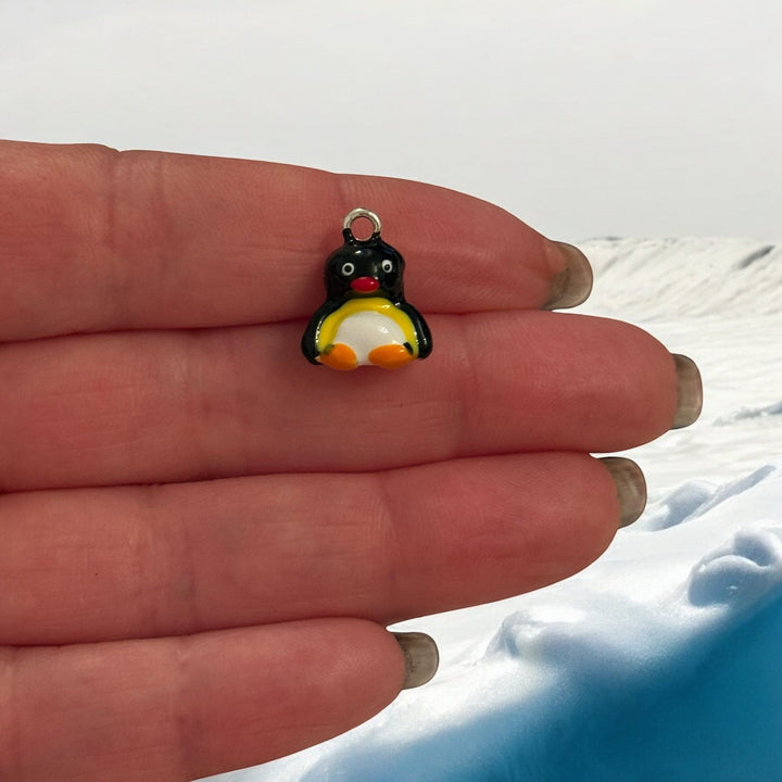 Penguin Charm – 3D Enamel Silver-Plated Animal Pendant