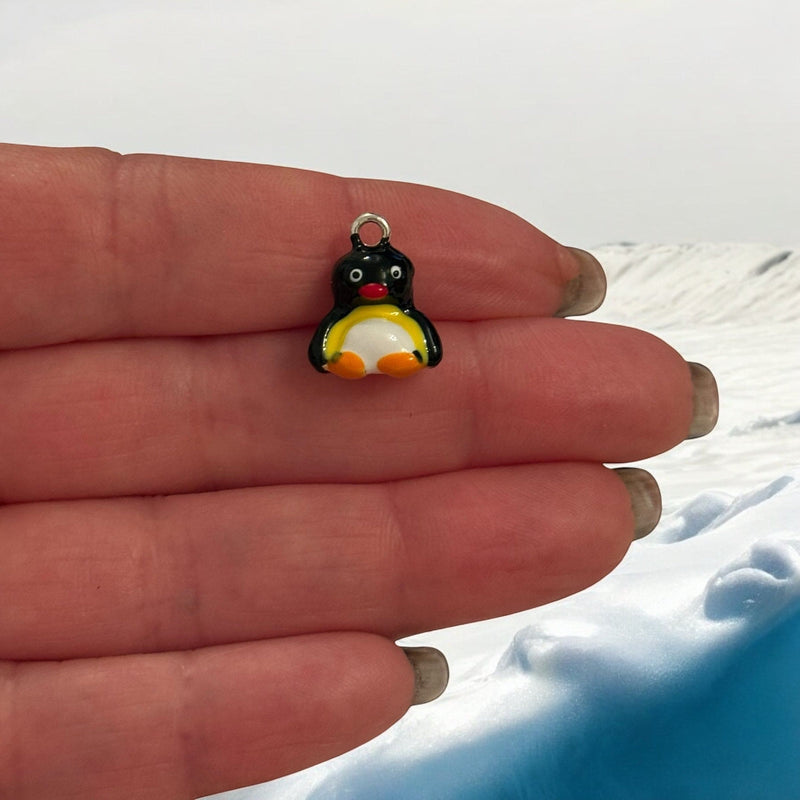 Penguin Charm – 3D Enamel Silver-Plated Animal Pendant