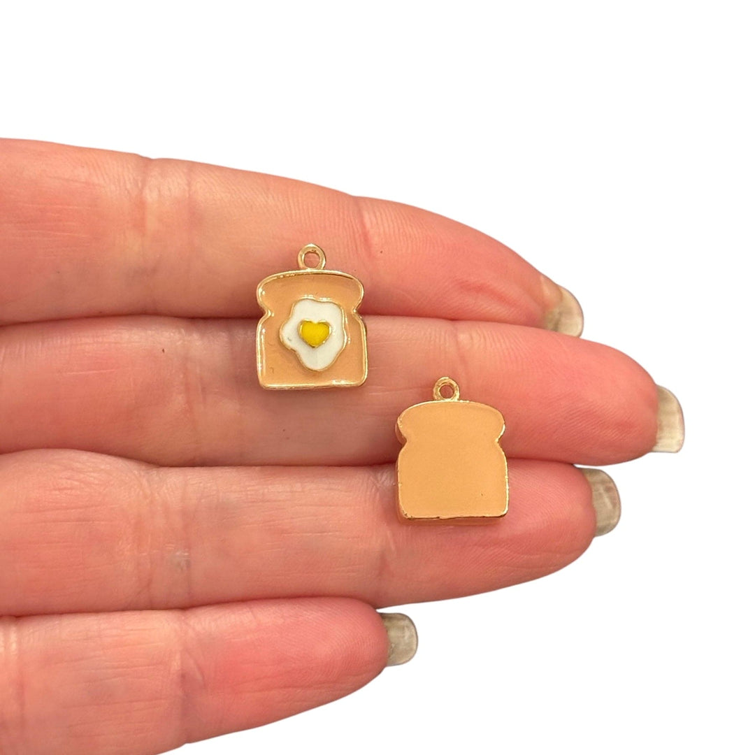 3D Toast &amp; Egg Charm – Enamel &amp; 24Kt Gold-Plated Breakfast Pendant