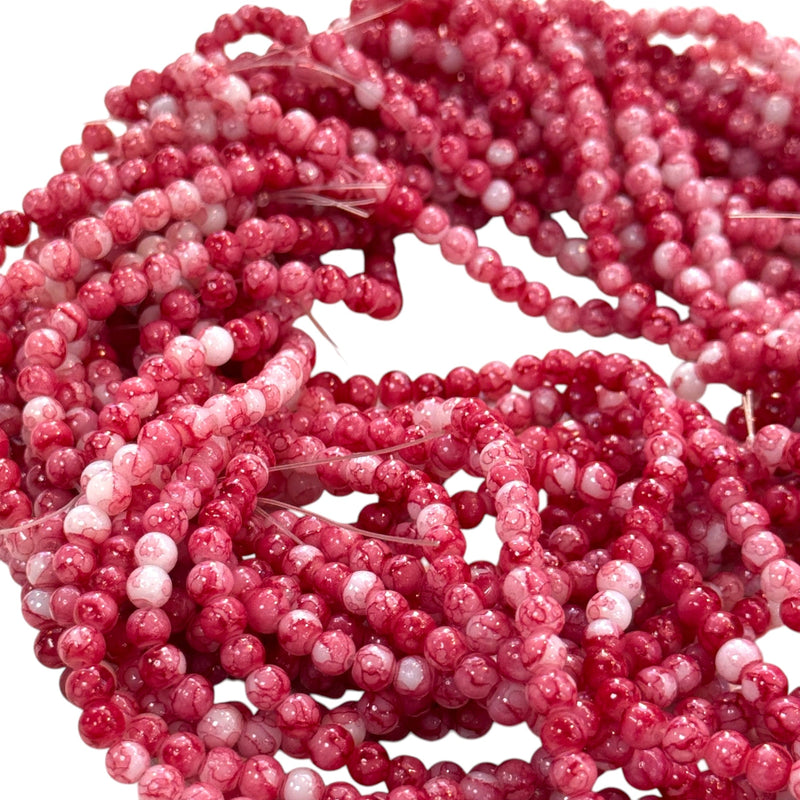 4mm Marbled glass beads, smooth round glass beads full strand