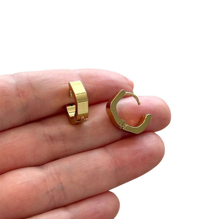 Stainless Steel 24Kt Gold Plated Huggie Hoop Earrings