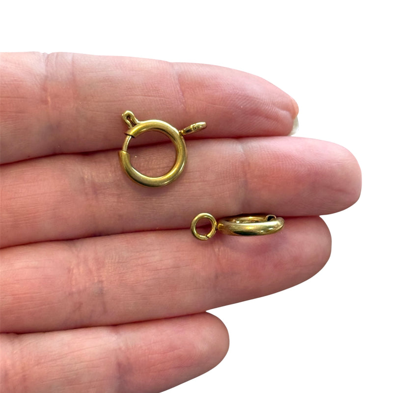 Waterproof Stainless Steel 24Kt Gold Plated Spring Ring Clasp with Open Loop