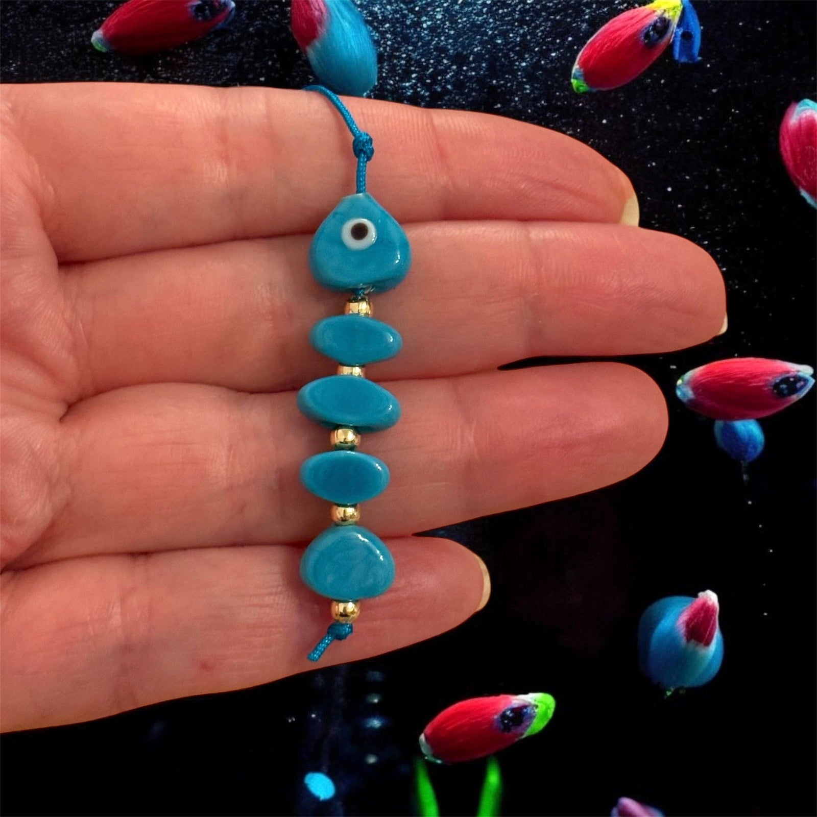 Hand Made Murano Glass Beads, 5 Beads Set for making Murano Glass Fish Bone Charm