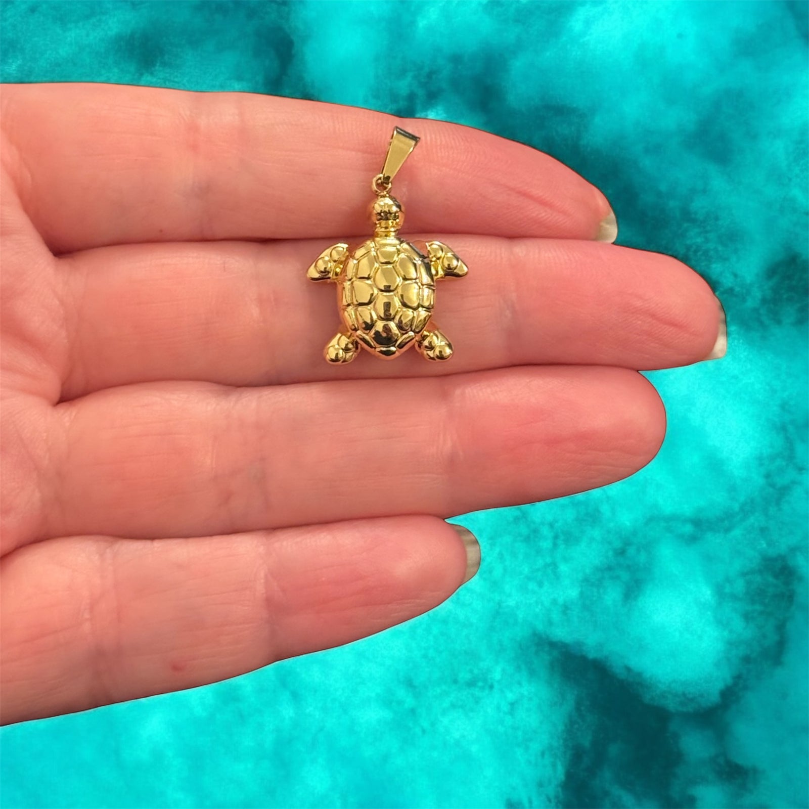 Waterproof 24Kt Gold Plated Stainless Steel Turtle Pendant