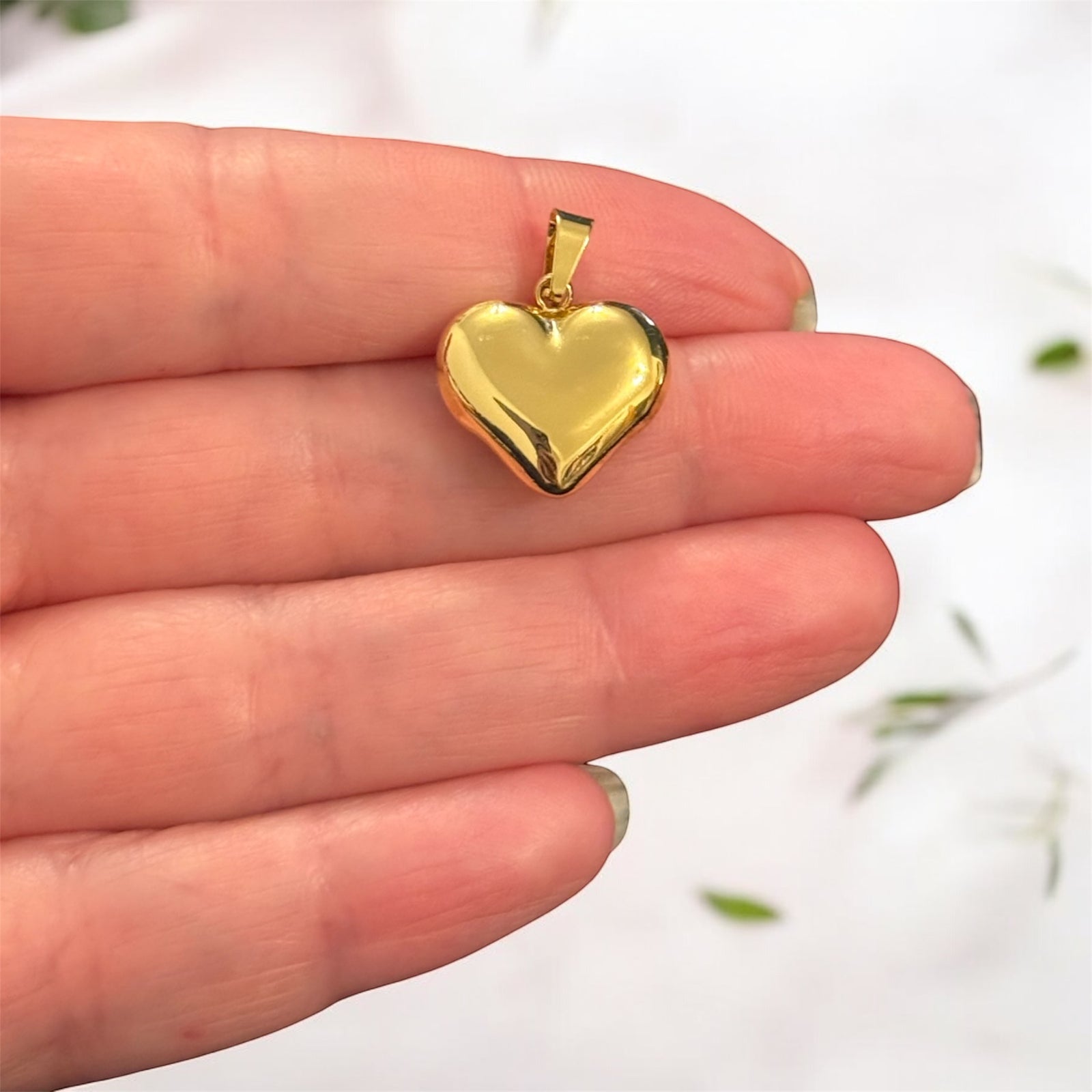 Waterproof 24Kt Gold Plated Stainless Steel 3D Heart Pendant