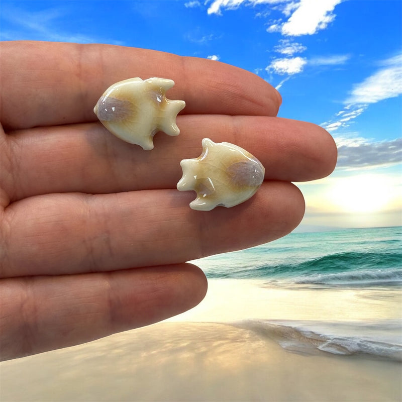 Handmade Ceramic Fish Beads – Set of 2, Cream
