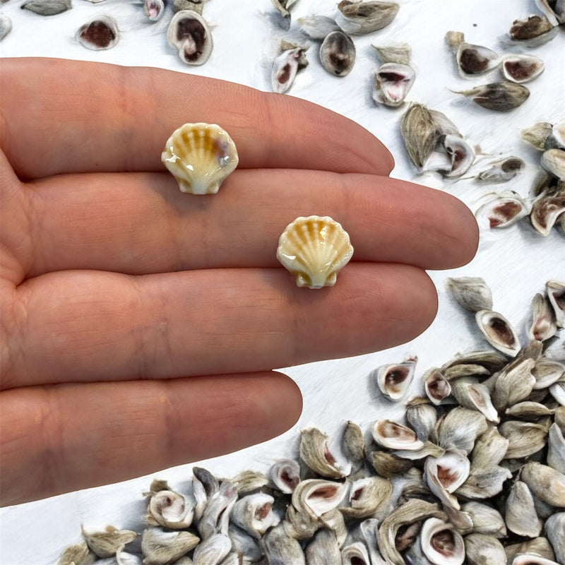 Handmade Ceramic Oyster Shell Beads – Set of 2, Cream