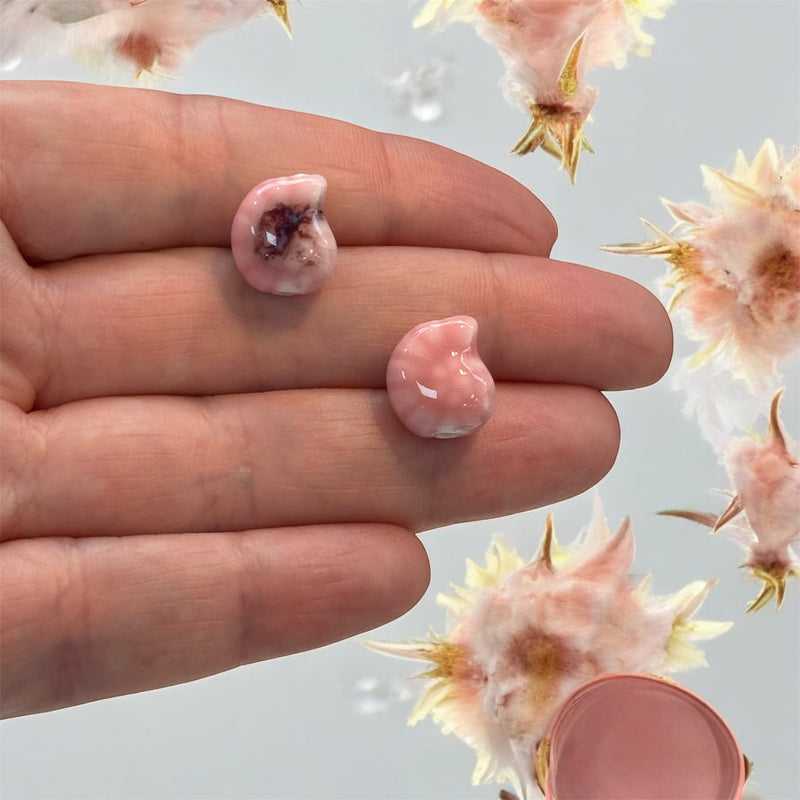 Handmade Ceramic Ammonite Beads – Set of 2, Pink
