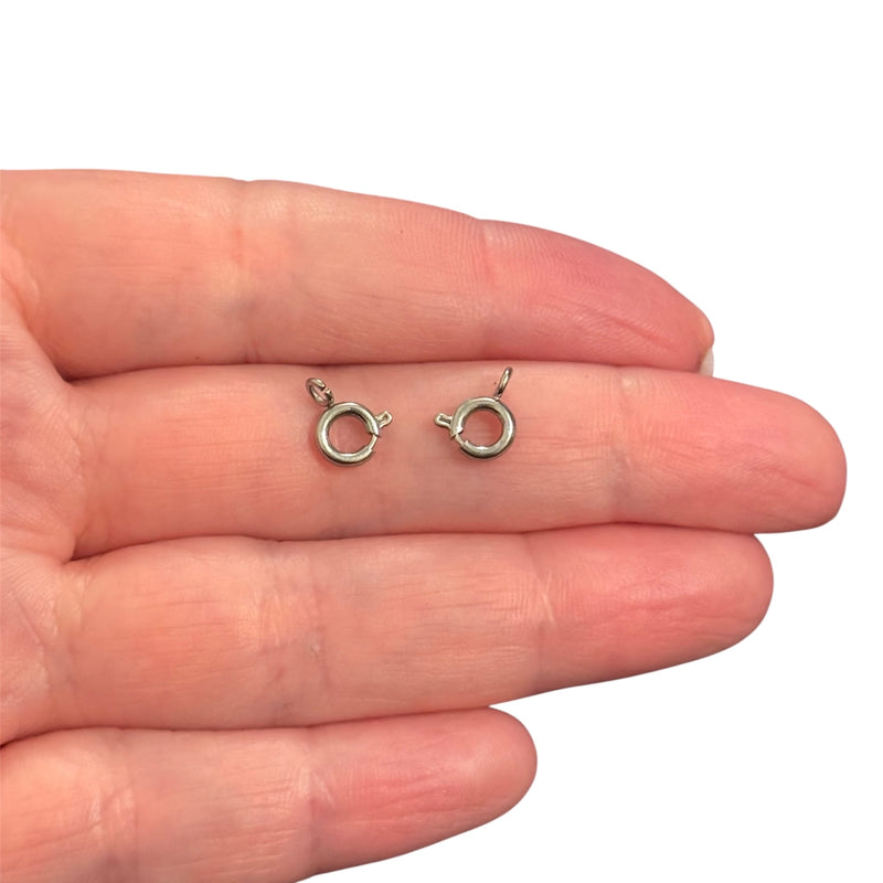 Waterproof Hypoallergenic Stainless Steel Spring Ring Clasp – 6mm, 1.5mm Loop Hole, 2pcs Pack