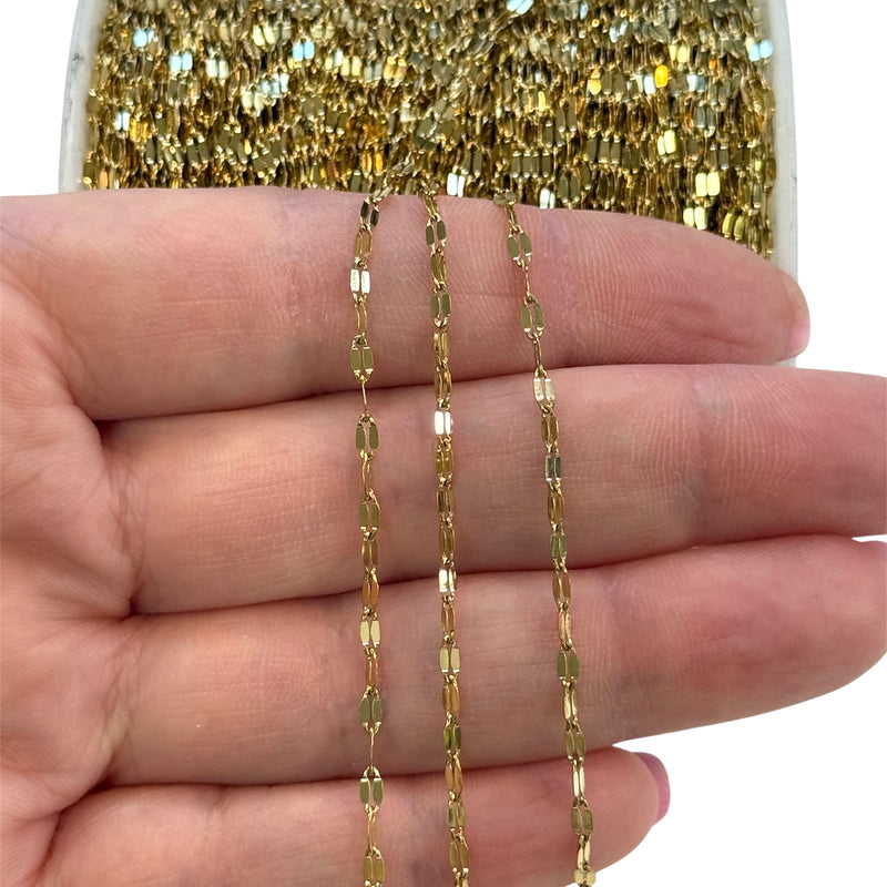 Waterproof Stainless Steel Flat Marina Link Chain – 24Kt Gold Filled Soldered Fancy Chain