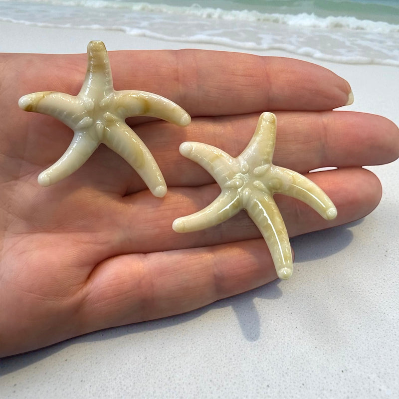 Cream Acrylic Starfish Charms – Set of 2