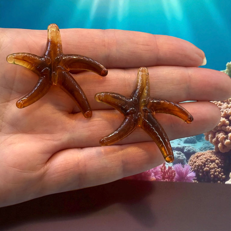 Brown Acrylic Starfish Charms – Set of 2