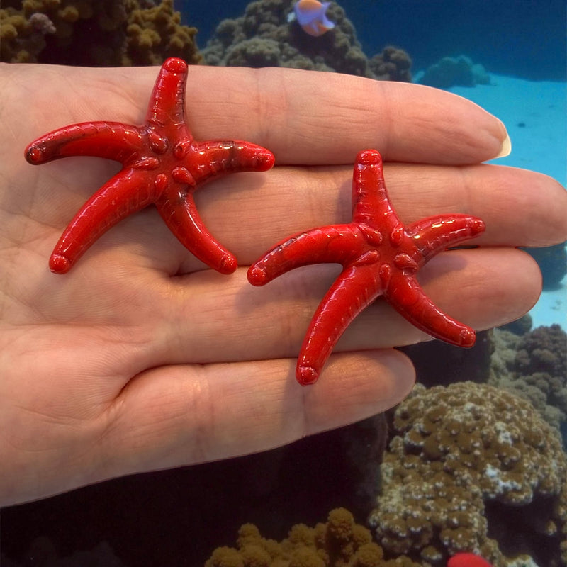 Red Acrylic Starfish Charms – Set of 2