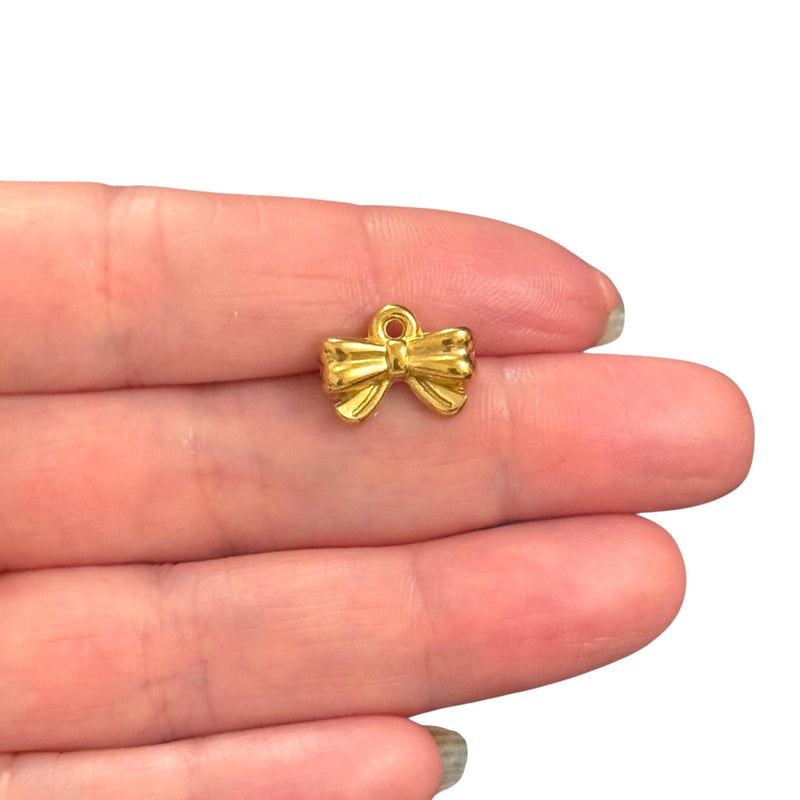 Waterproof Stainless Steel 24Kt Gold Plated Bow Charm