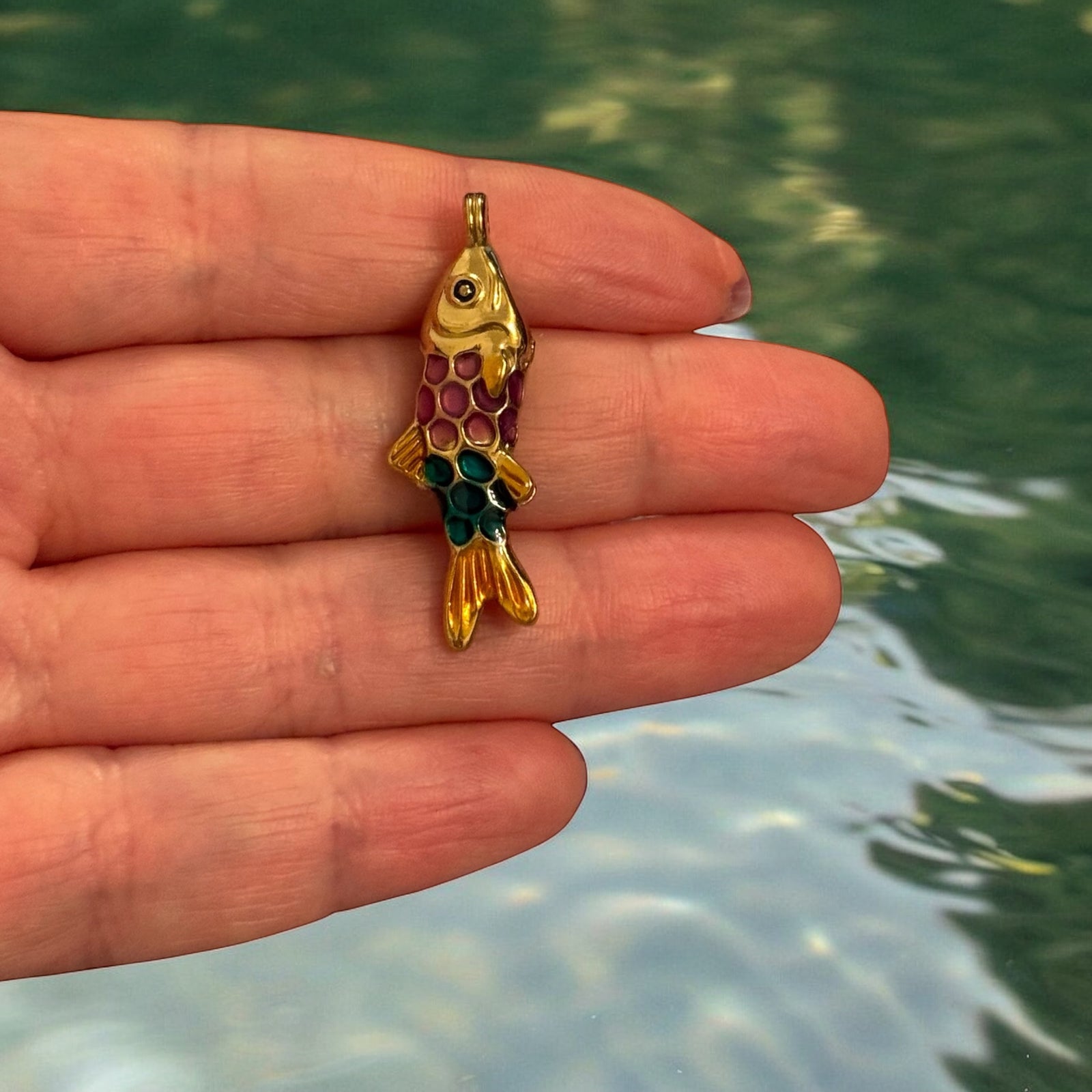 Waterproof 24K Gold Plated 316L Stainless Steel Enamel Fish Charm – 3D