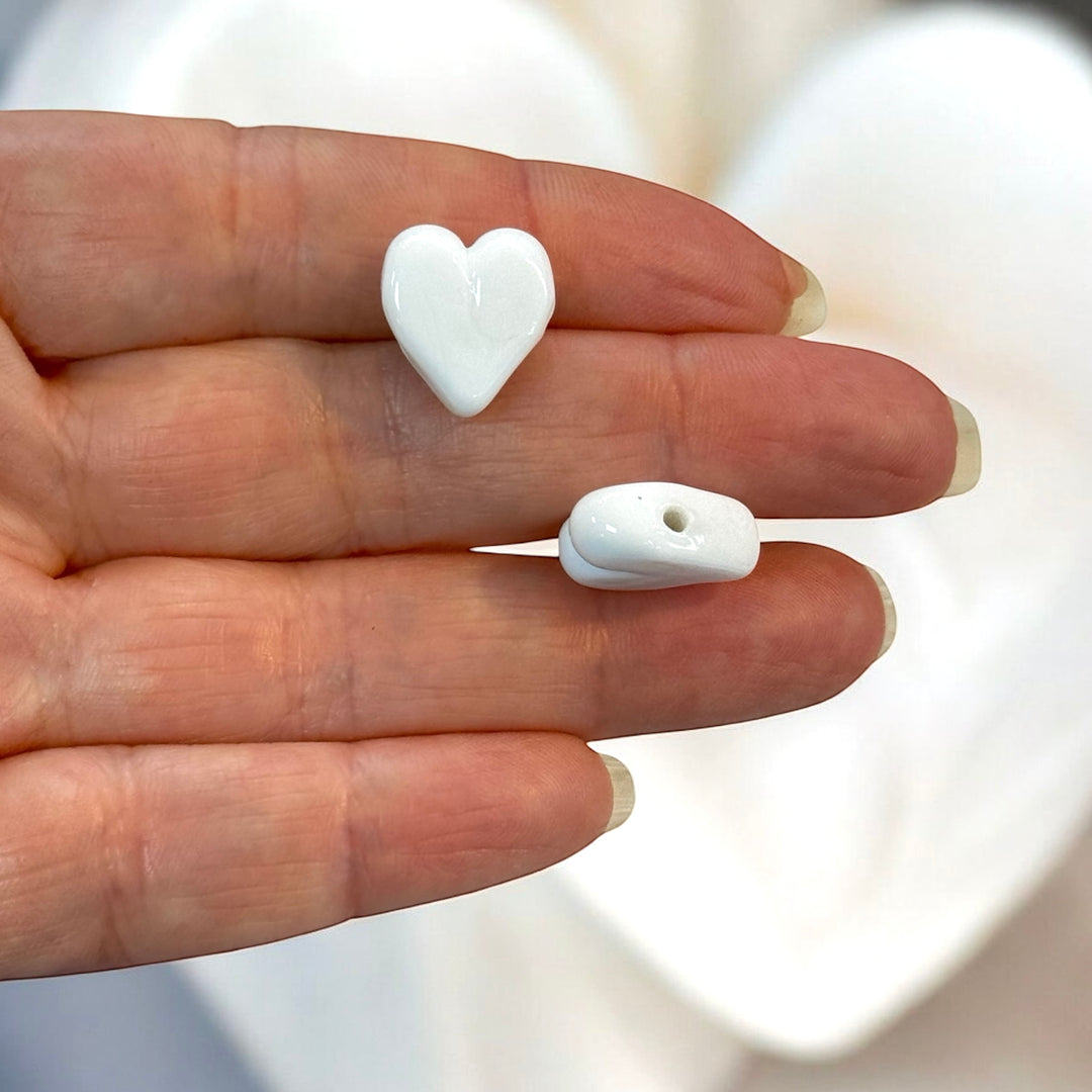 Hand Made Murano Glass White Heart Charm