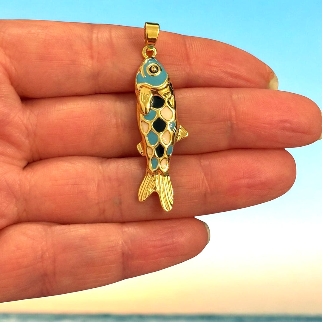 24Kt Gold Plated Fish Pendant – Textured Scale Design,
