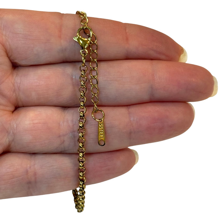 Waterproof 24Kt Gold PVD Stainless Steel 3mm Belcher Chain Bracelet – 6" + 2" Extender, Ready for Charms