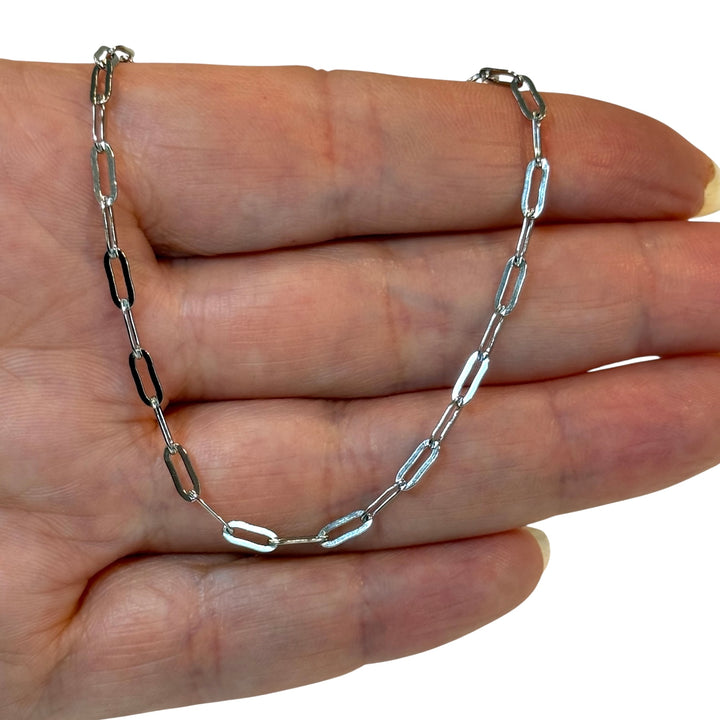 Stainless Steel Paperclip Chain Bracelet 6x2.5mm – 6" + 2" Extender, Ready to Add Charms, Adjustable Charm Bracelet Base