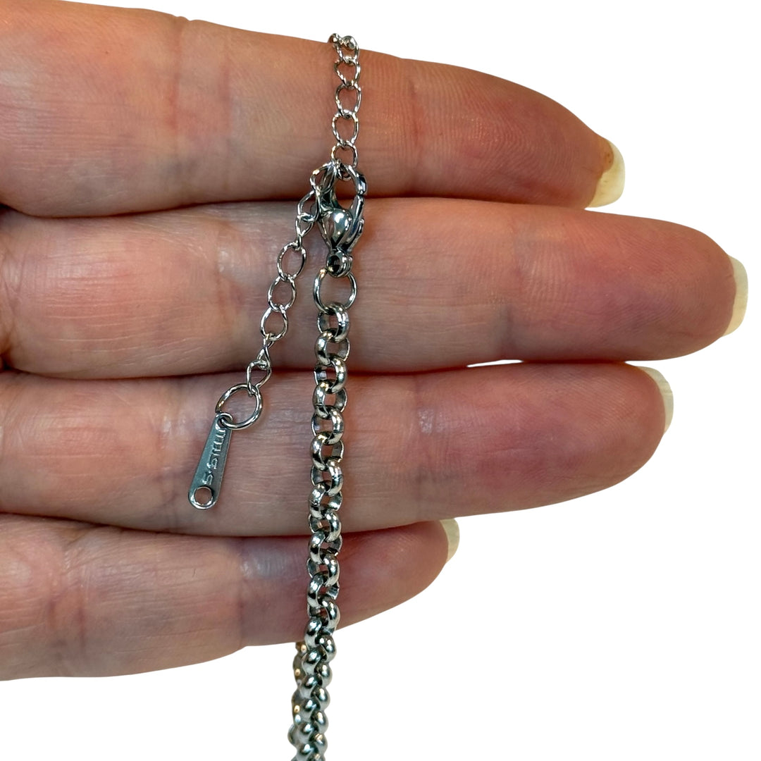 Waterproof Stainless Steel 3mm Belcher Chain Bracelet – 6” + 2” Extender, Ready for Charms