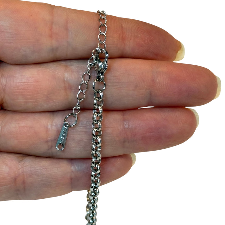 Waterproof Stainless Steel 3mm Belcher Chain Bracelet – 6” + 2” Extender, Ready for Charms
