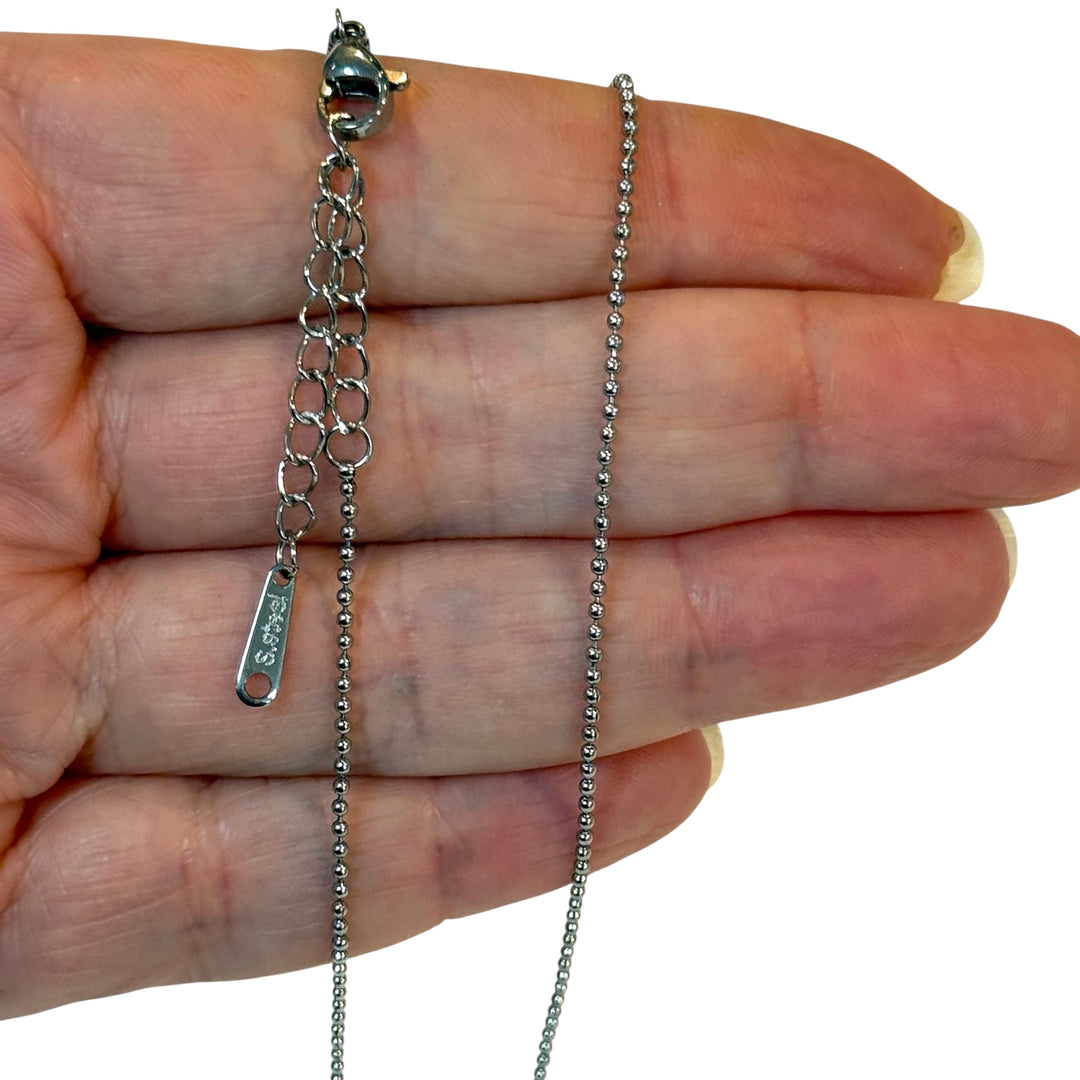 Waterproof Stainless Steel Adjustable Necklace – 1mm Ball Chain, 16" + 2" Extender