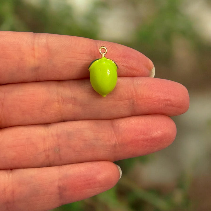 3D Olive Charm – 24K Gold Plated Enamel Pendant