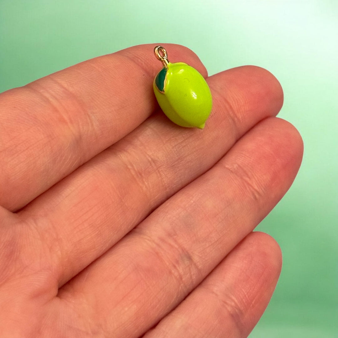 3D Olive Charm – 24K Gold Plated Enamel Pendant
