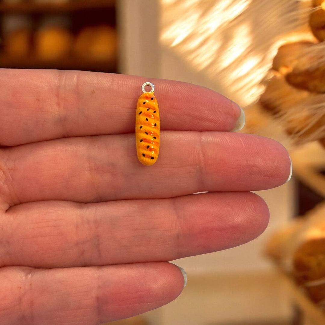 3D Baguette Charm – 24K Gold Plated Enamel Pendant🥖 