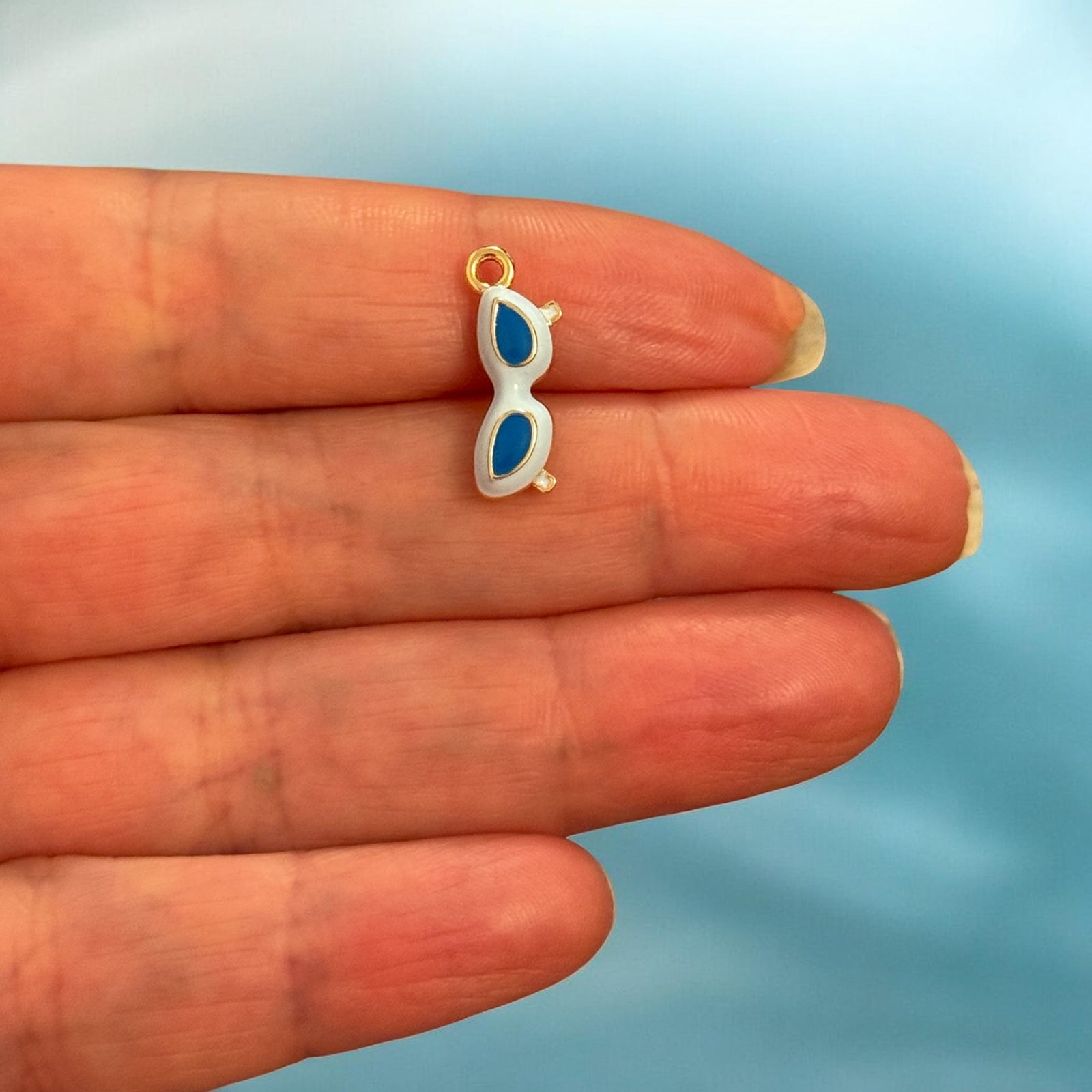 Blue Retro Sunglasses Charm – Enamel Pendant🕶️ 