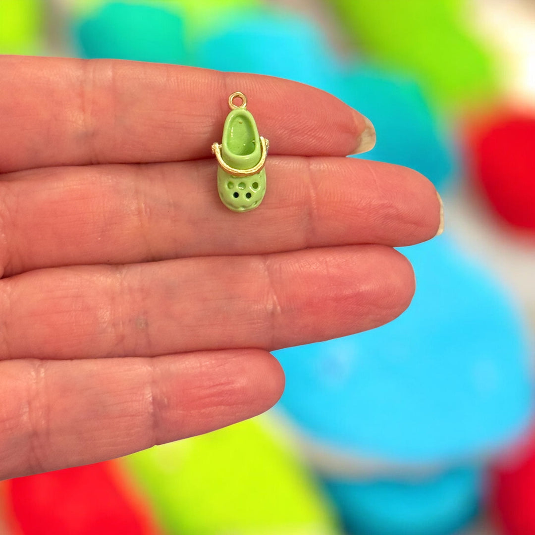 Green Crocs Style Shoe Charm – Cute Enamel Clog Pendant