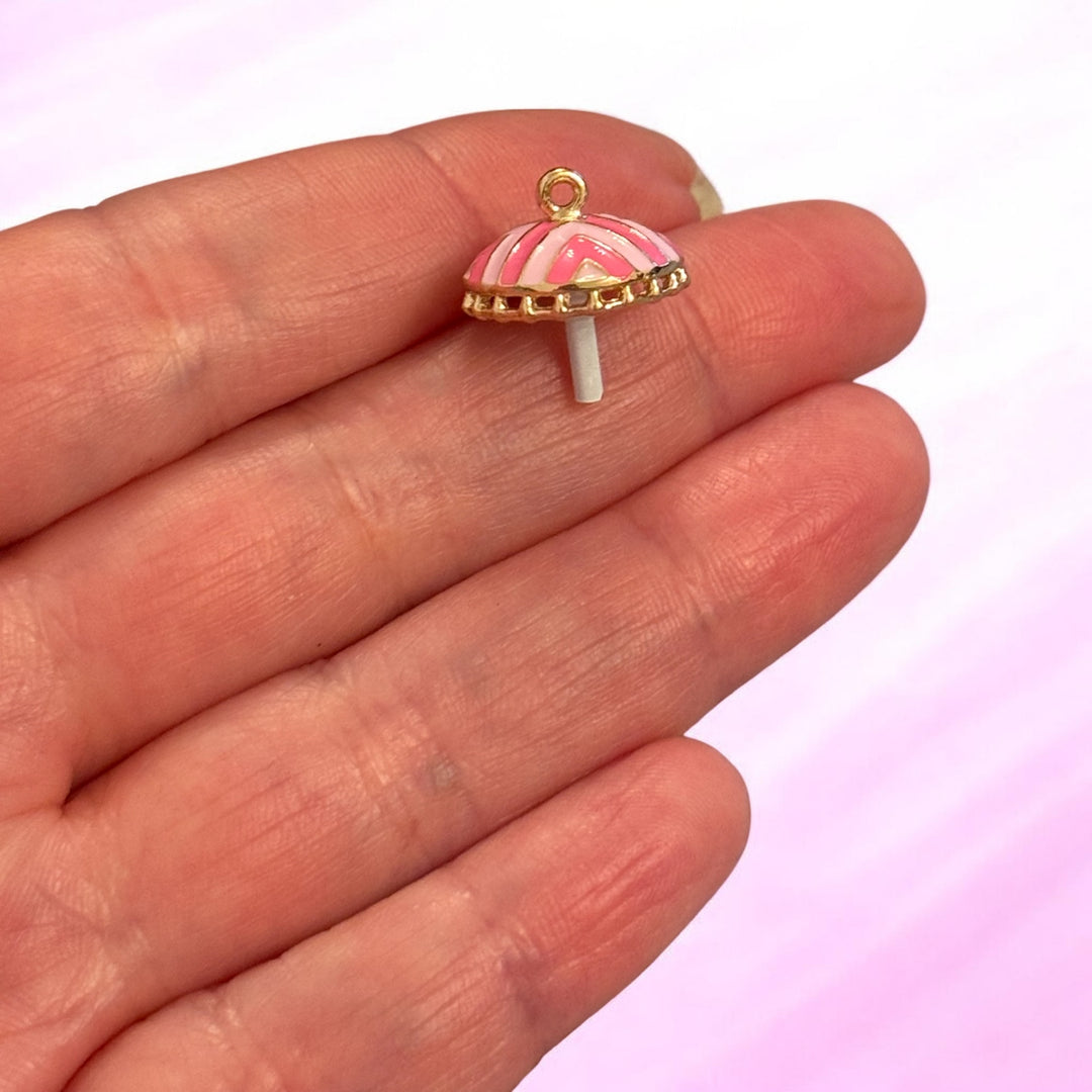 Pink Beach Umbrella Charm, Summer Holiday Charm, 