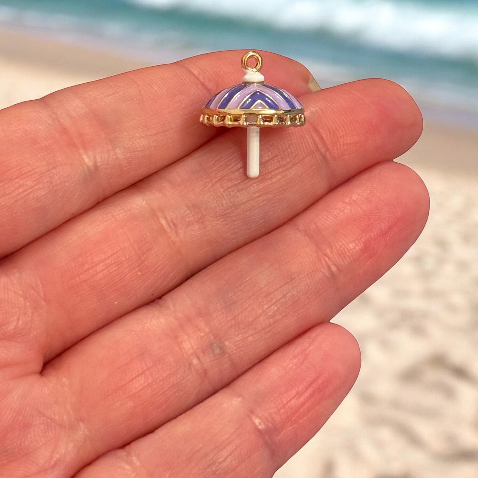 Purple Beach Umbrella Charm, Summer Holiday Charm,