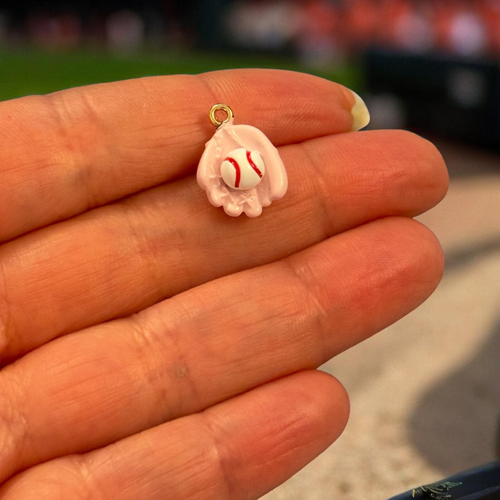 Baseball Glove Enamel Charm, Baseball Ball Pendant, Sports Charm