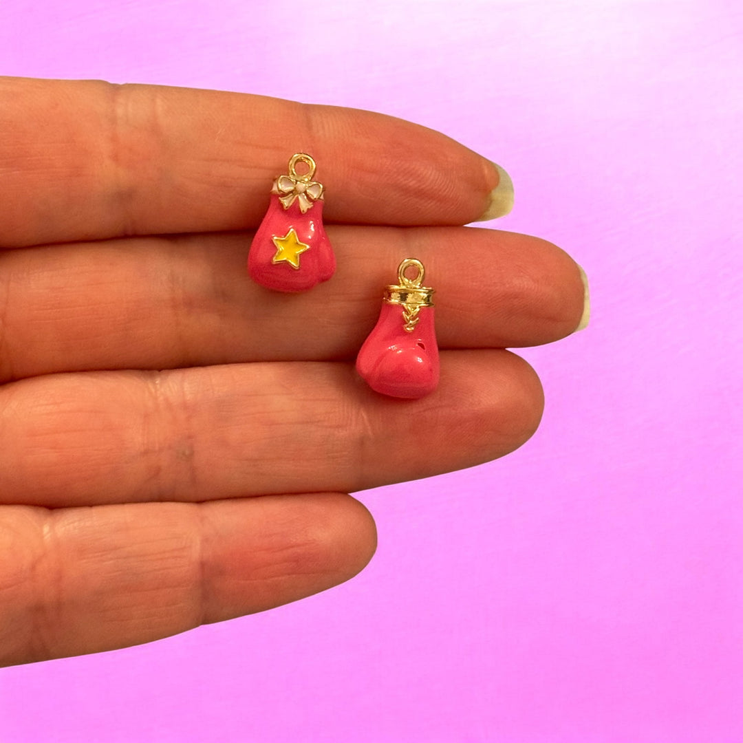 Pink Boxing Glove Enamel Charm