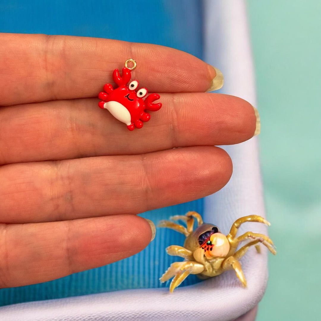 3D Red Crab Enamel Charm, Cute Crab Pendant,