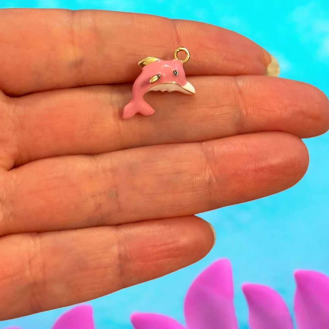 Pink Dolphin Enamel Charm