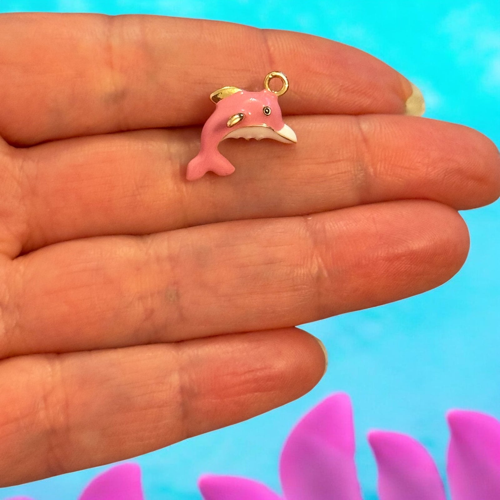 Pink Dolphin Enamel Charm