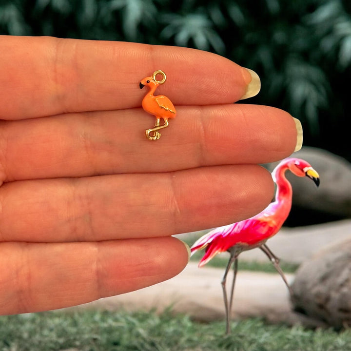 Orange Flamingo Enamel Charm
